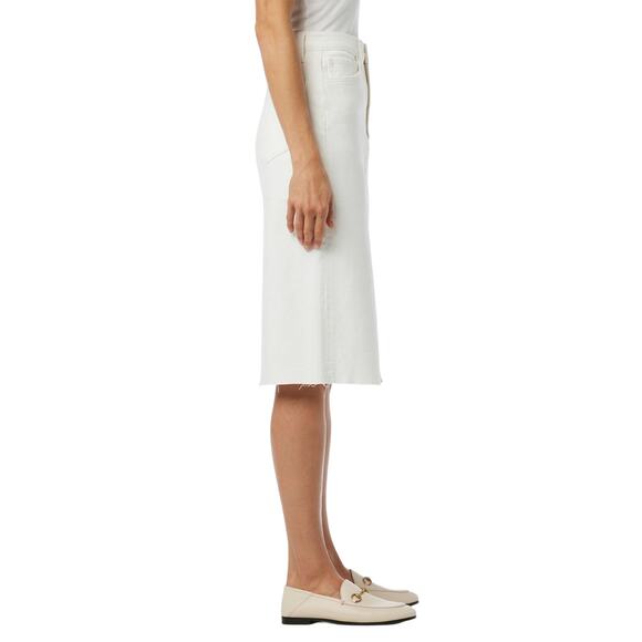 Joe’s Jeans White Denim Midi Skirt High Waist Raw Hem Slit NWT 31 - Picture 2 of 10